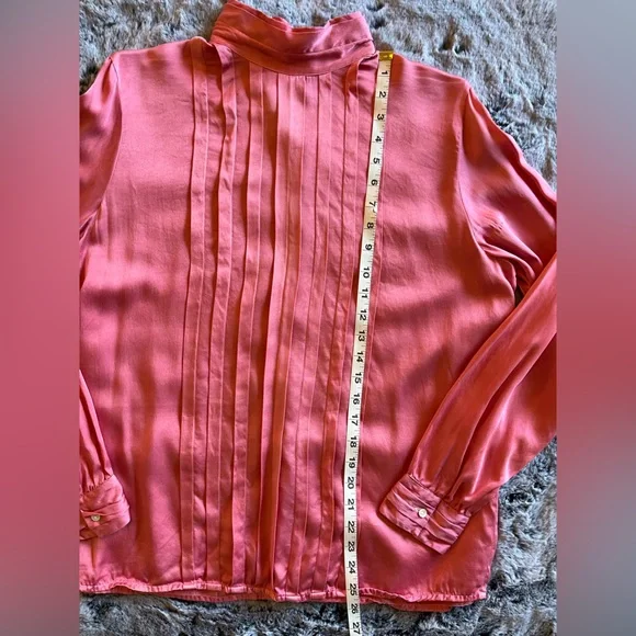 Vintage 100% Silk Jason Prescott Pink Blouse long sleeve button down Large - Picture 12 of 14